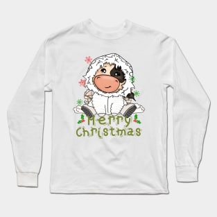 Kids Cow Christmas Cute Cow Merry Christmas Xmas Matching HO HO HO Long Sleeve T-Shirt